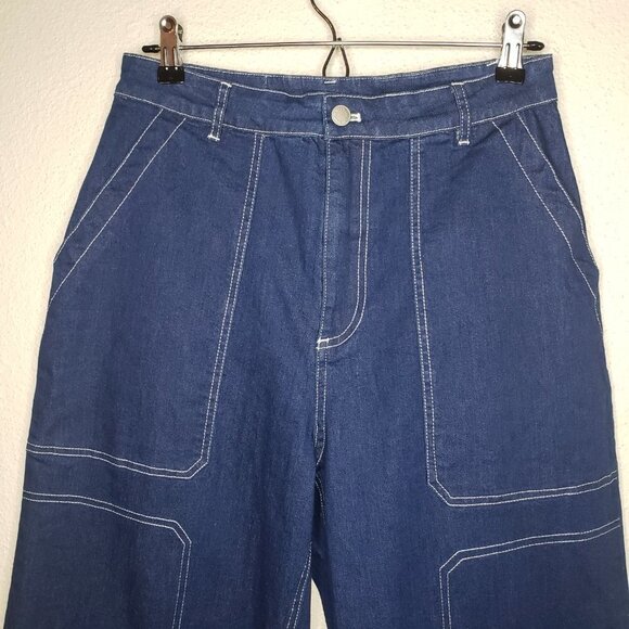 By DYLN Women's Cargo Style Dark Wash "Cooper" Wide-Leg Jeans Sz M (1135) - Picture 2 of 8
